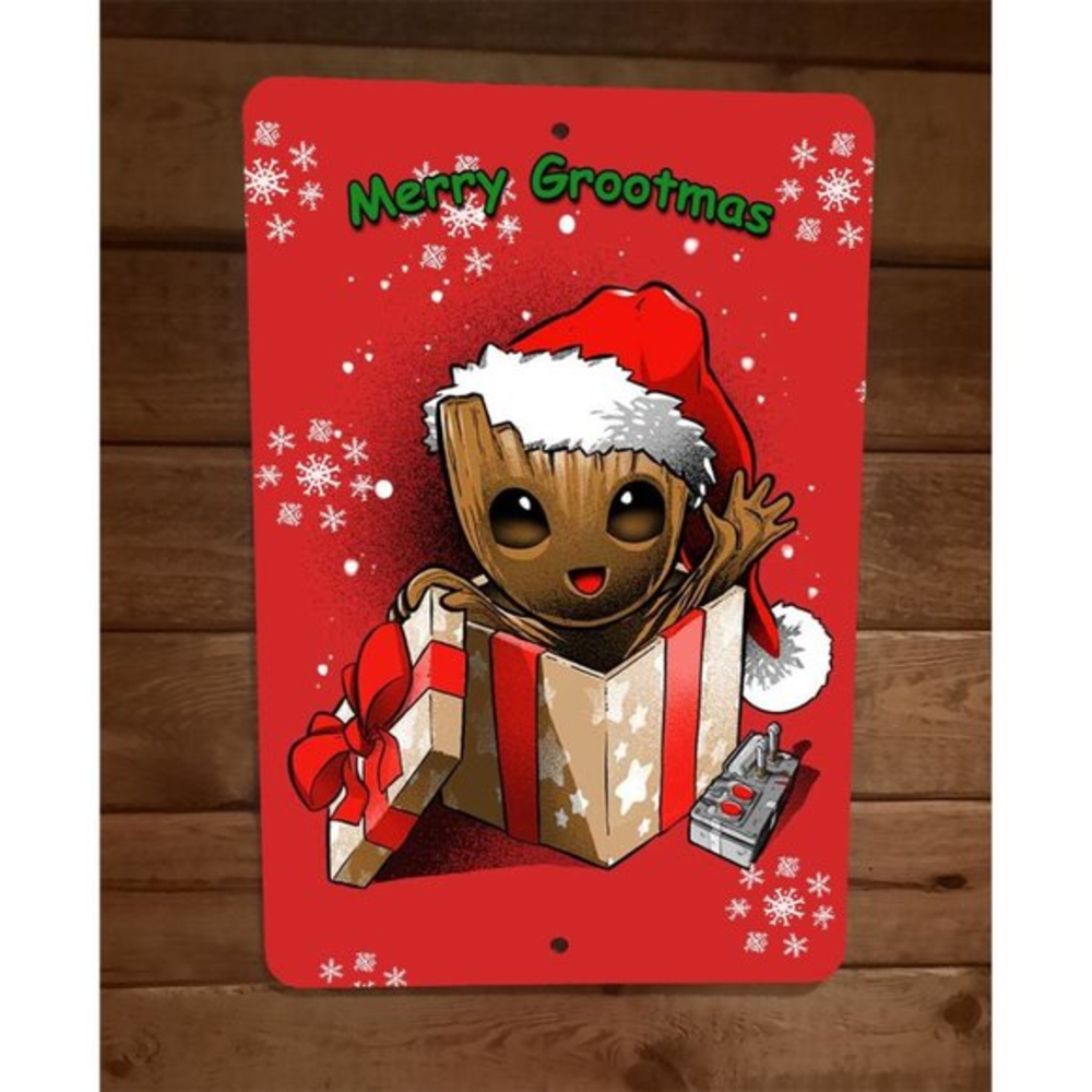 Merry Grootmas Christmas Guardians Galaxy Xmas 8x12‎ Metal Wall Sign Poster